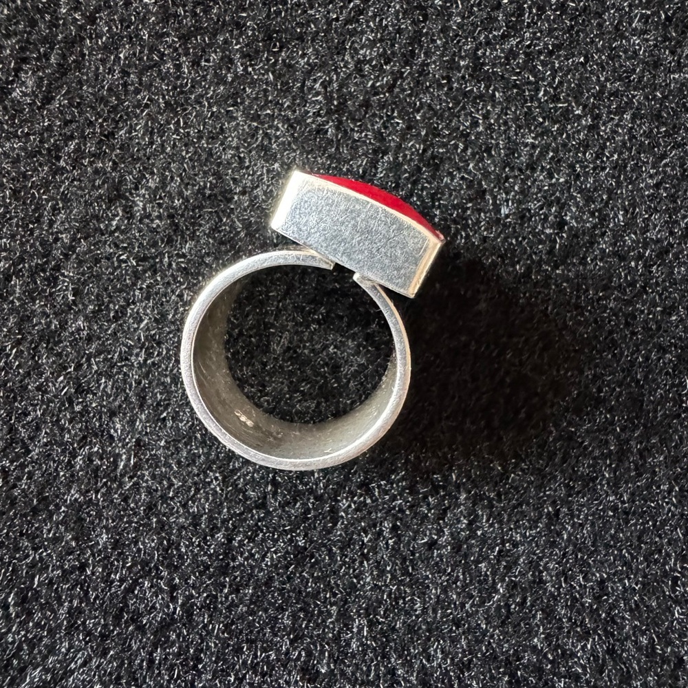 Silver Ring With Red Stone 925 - image 2